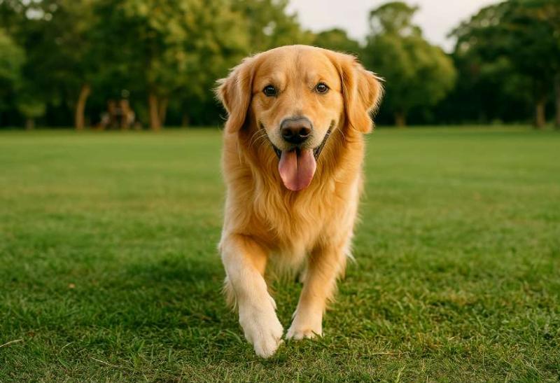 cuidado de mascotas, perro que juega feliz en el parque